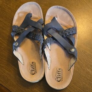 Cliffs by White Mountain Womens Navy Braided Thong Sandals